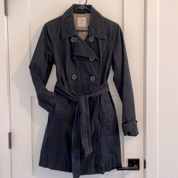 Old Navy Jackets & Blazers - Old Navy Black cotton trench coat with liner double breasted and pockets